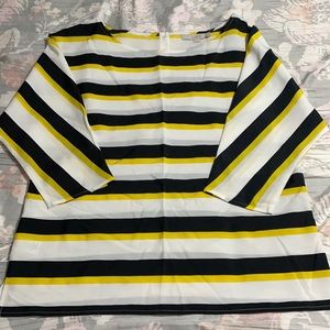 Loft back yellow and white stripe blouse